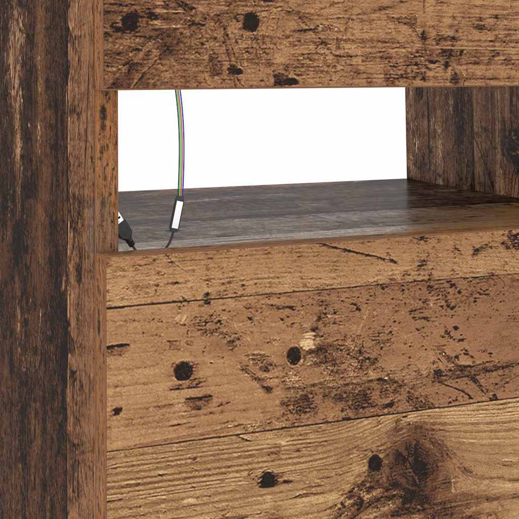 Meuble TV avec lumières LED vieux bois bois d'ingénierie - XIOS