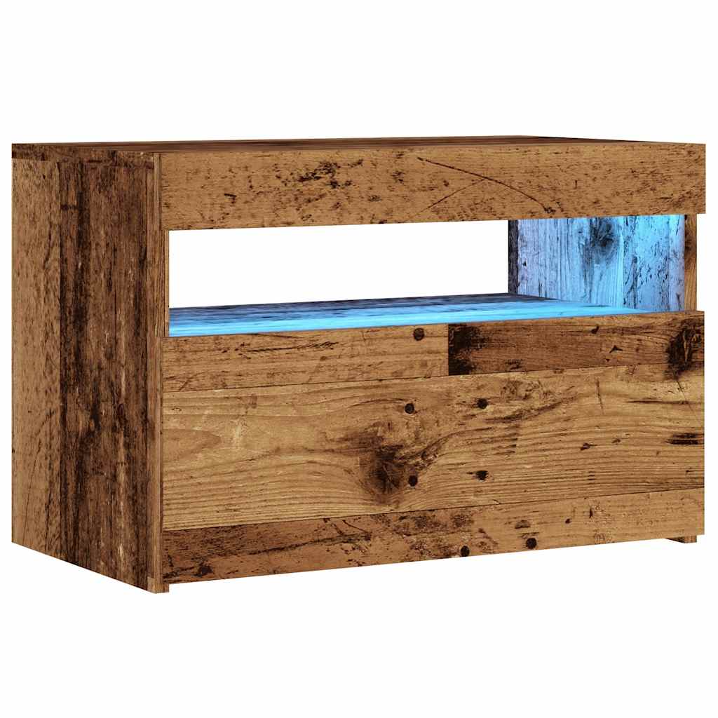 Meuble TV avec lumières LED vieux bois bois d'ingénierie - XIOS