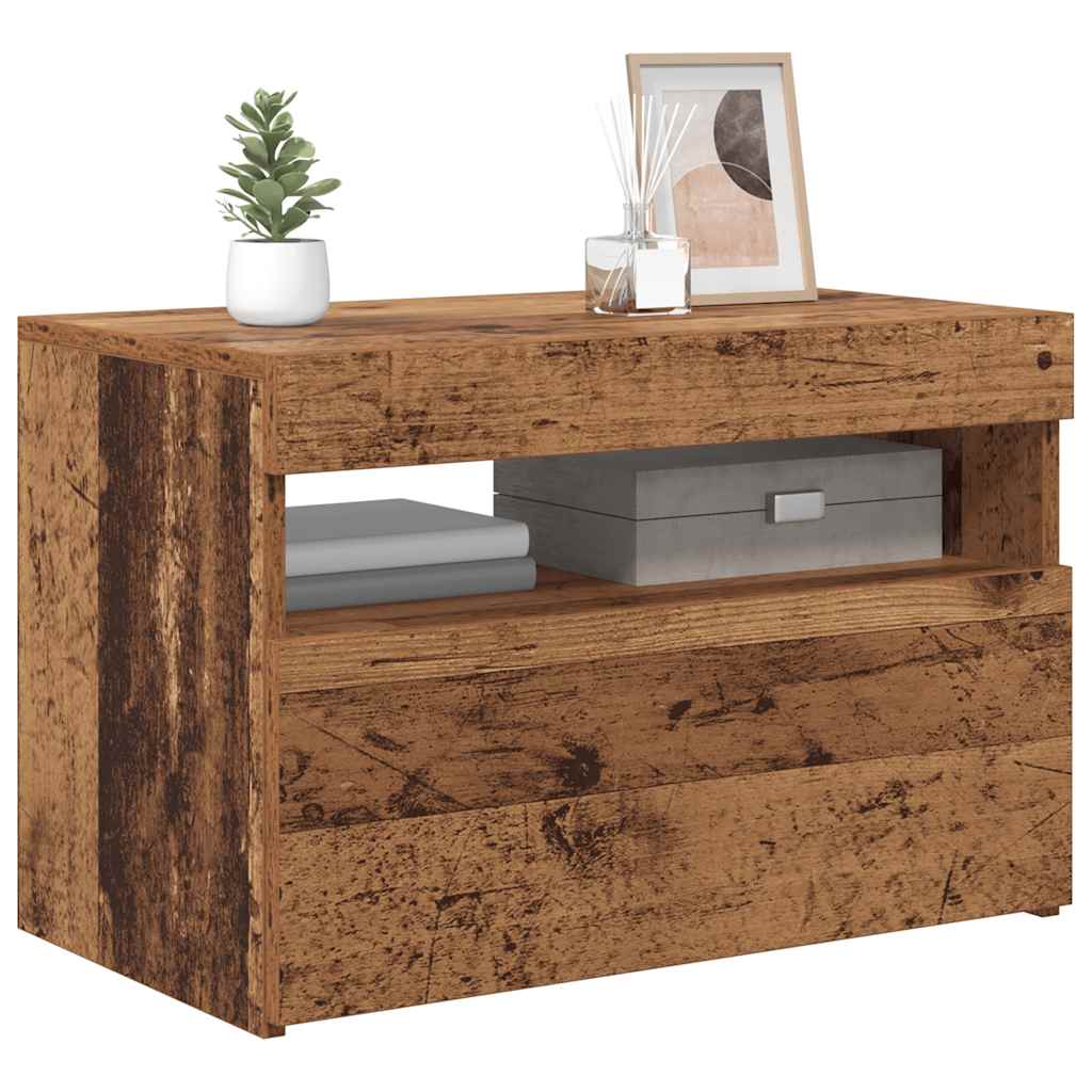 Meuble TV avec lumières LED vieux bois bois d'ingénierie - XIOS