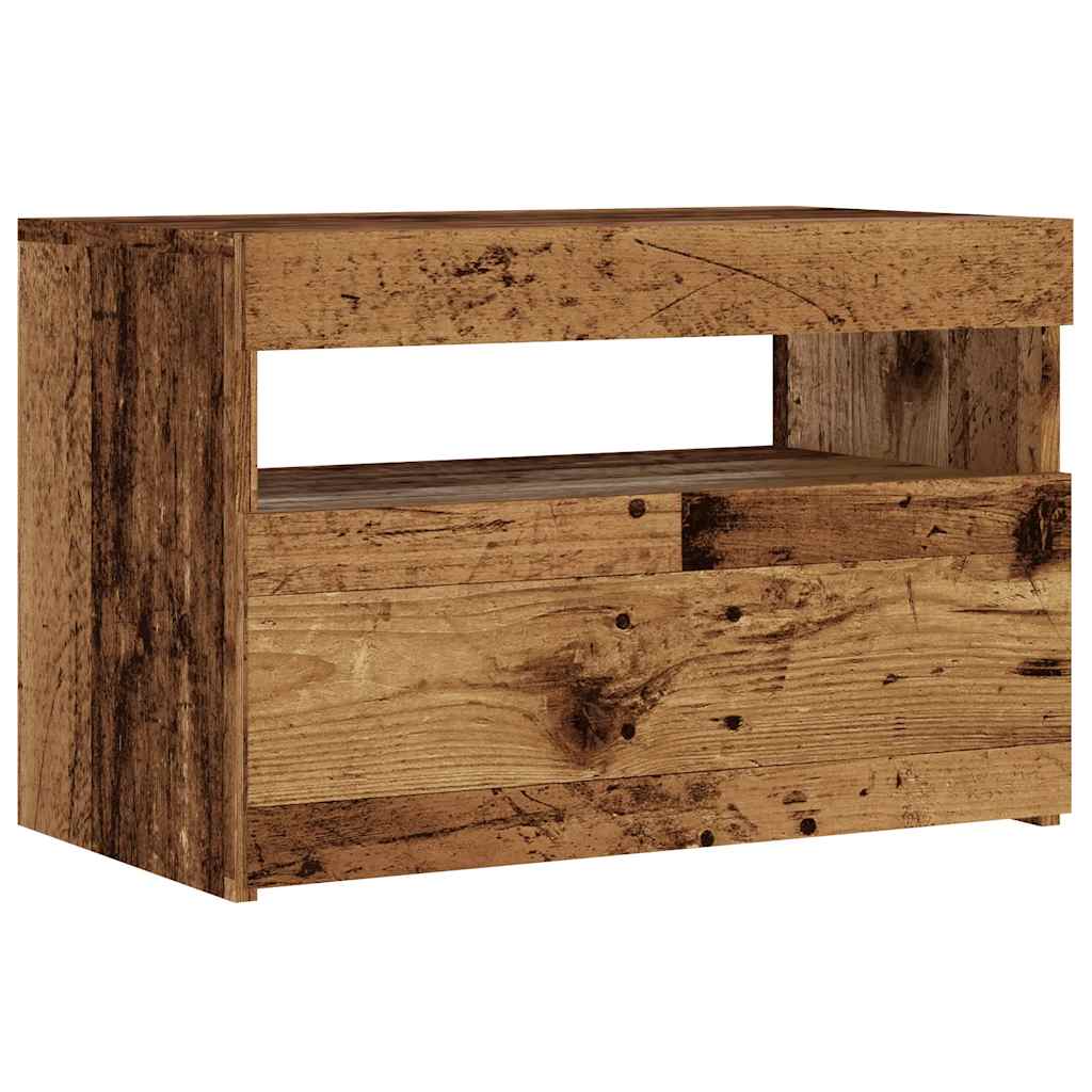 Meuble TV avec lumières LED vieux bois bois d'ingénierie - XIOS