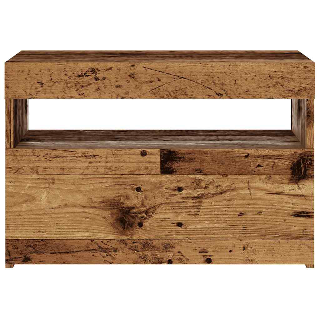 Meuble TV avec lumières LED vieux bois bois d'ingénierie - XIOS