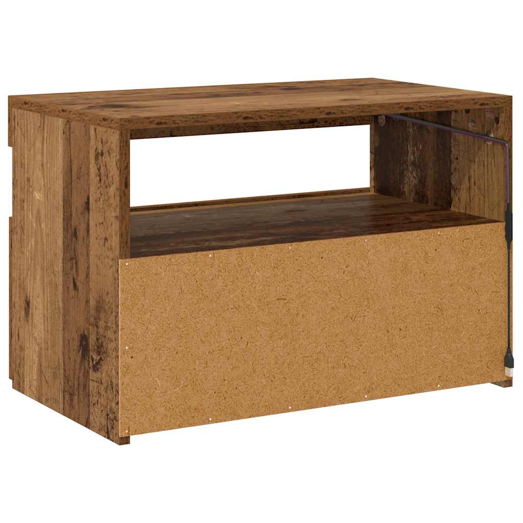 Meuble TV avec lumières LED vieux bois bois d'ingénierie - XIOS
