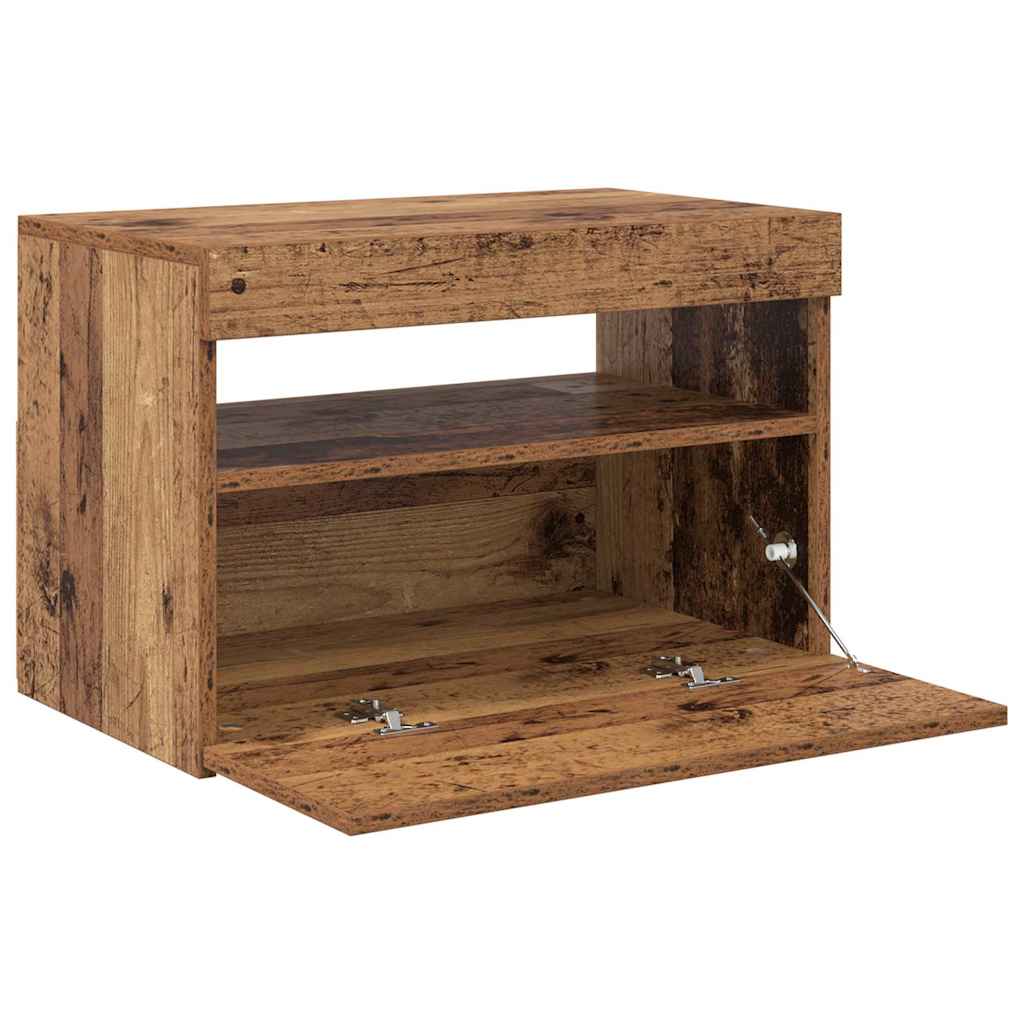 Meuble TV avec lumières LED vieux bois bois d'ingénierie - XIOS
