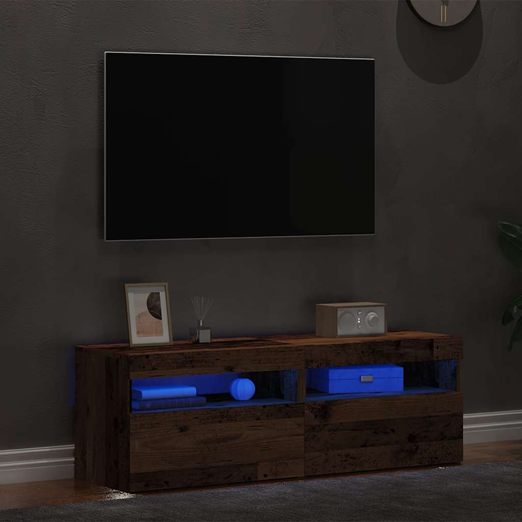 Meubles TV avec lumières LED 2 pcs vieux bois bois d'ingénierie - XIOS