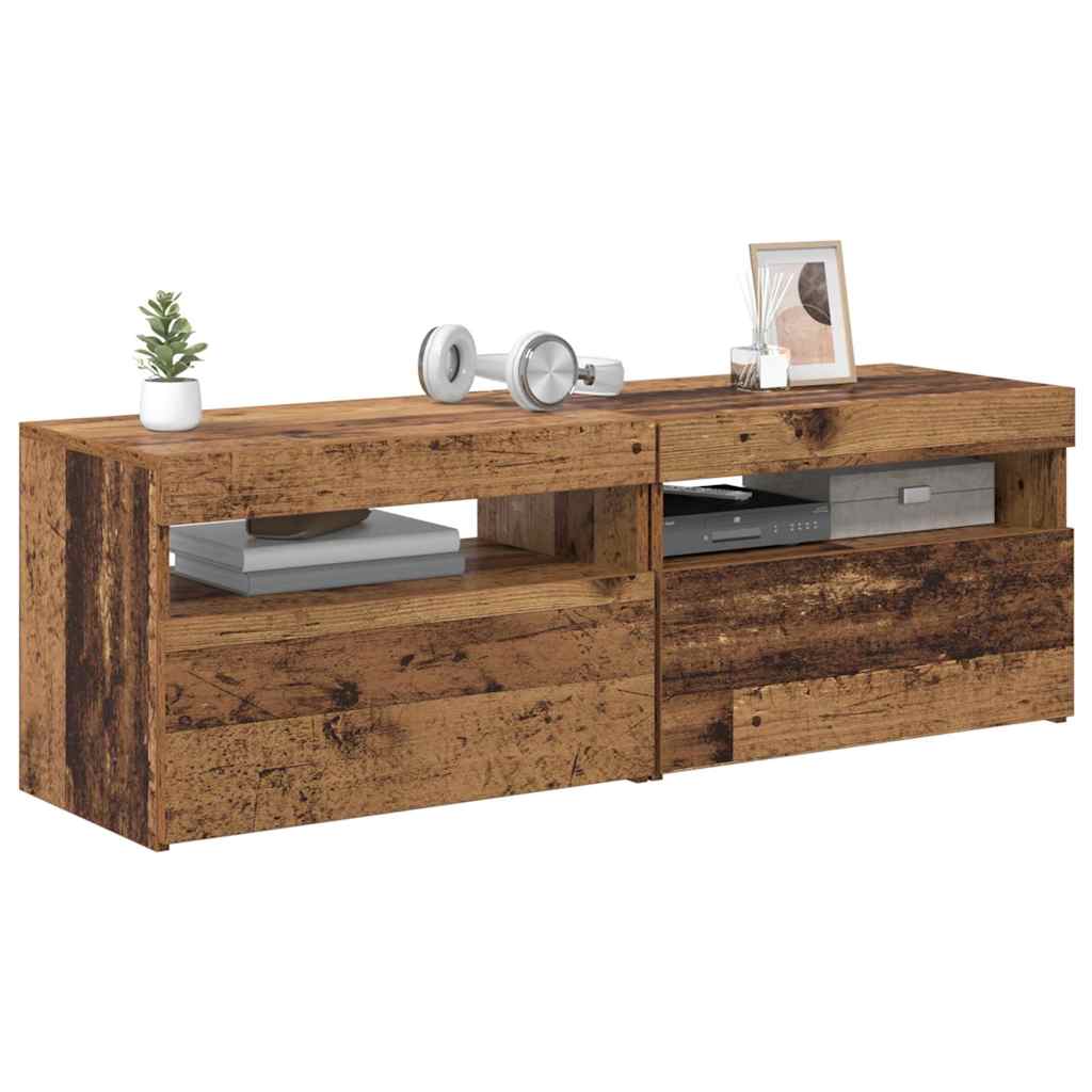 Meubles TV avec lumières LED 2 pcs vieux bois bois d'ingénierie - XIOS