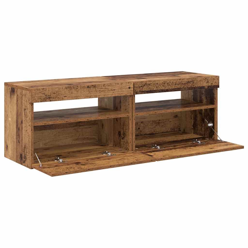 Meubles TV avec lumières LED 2 pcs vieux bois bois d'ingénierie - XIOS