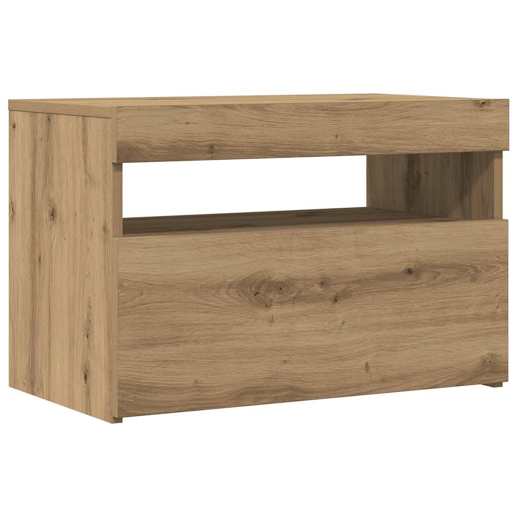 Meuble TV avec lumières LED chêne artisanal bois d'ingénierie - XIOS