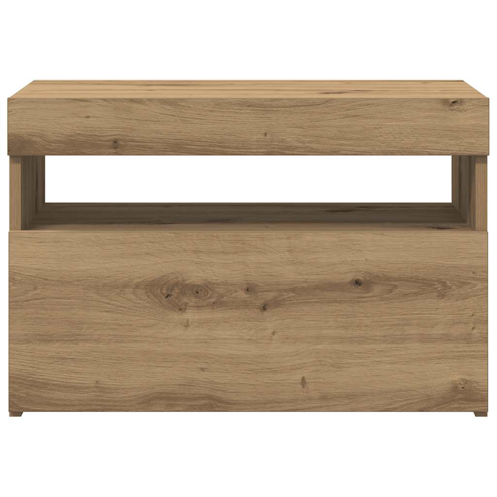 Meuble TV avec lumières LED chêne artisanal bois d'ingénierie - XIOS