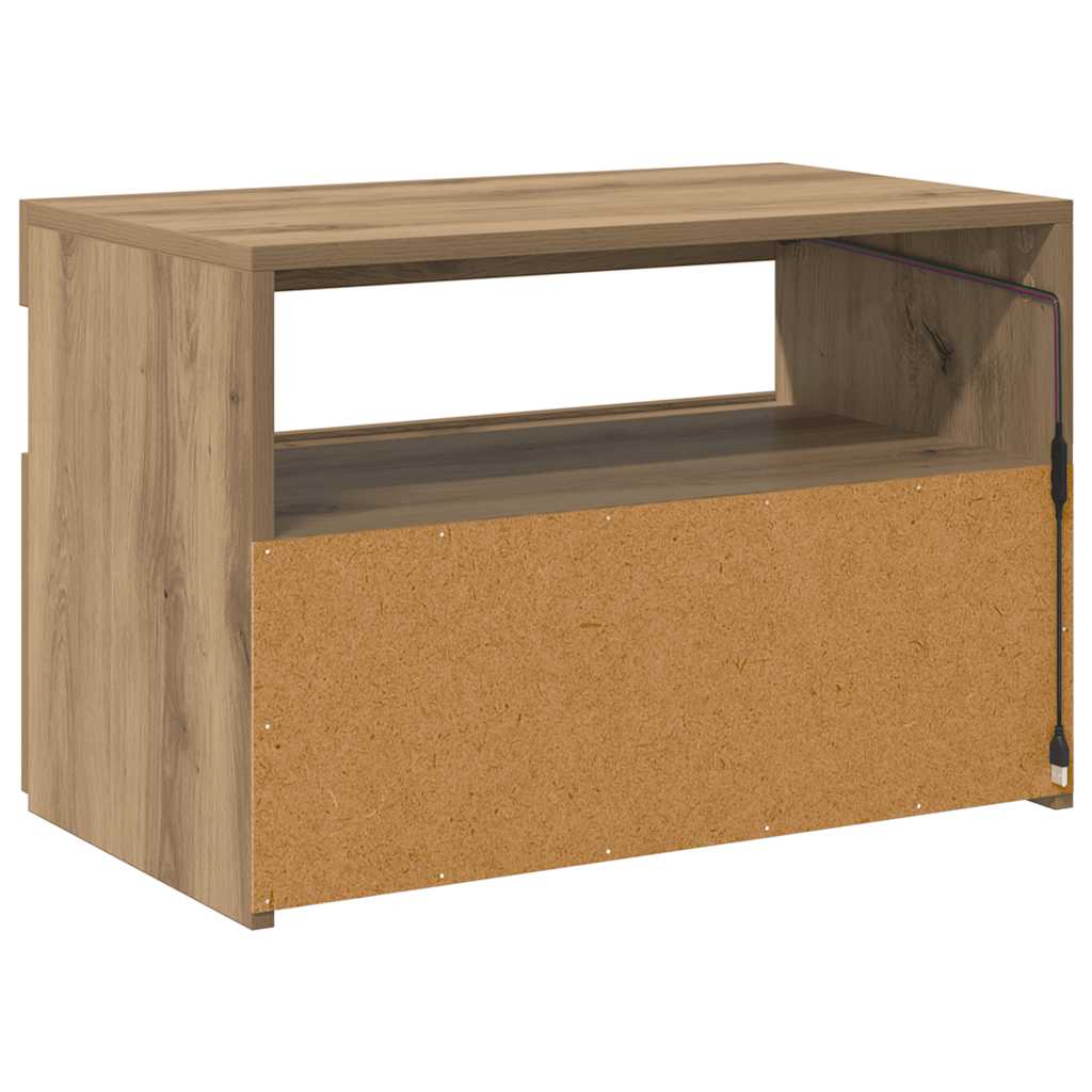 Meuble TV avec lumières LED chêne artisanal bois d'ingénierie - XIOS
