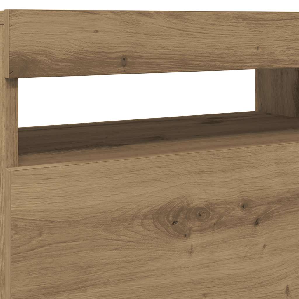 Meuble TV avec lumières LED chêne artisanal bois d'ingénierie - XIOS