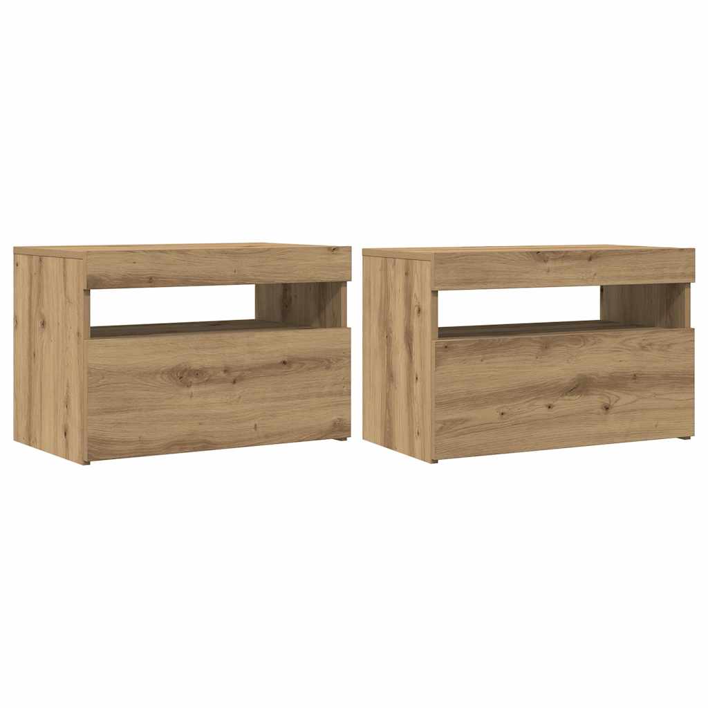 Meubles TV avec lumières LED 2 pcs chêne artisanal - XIOS