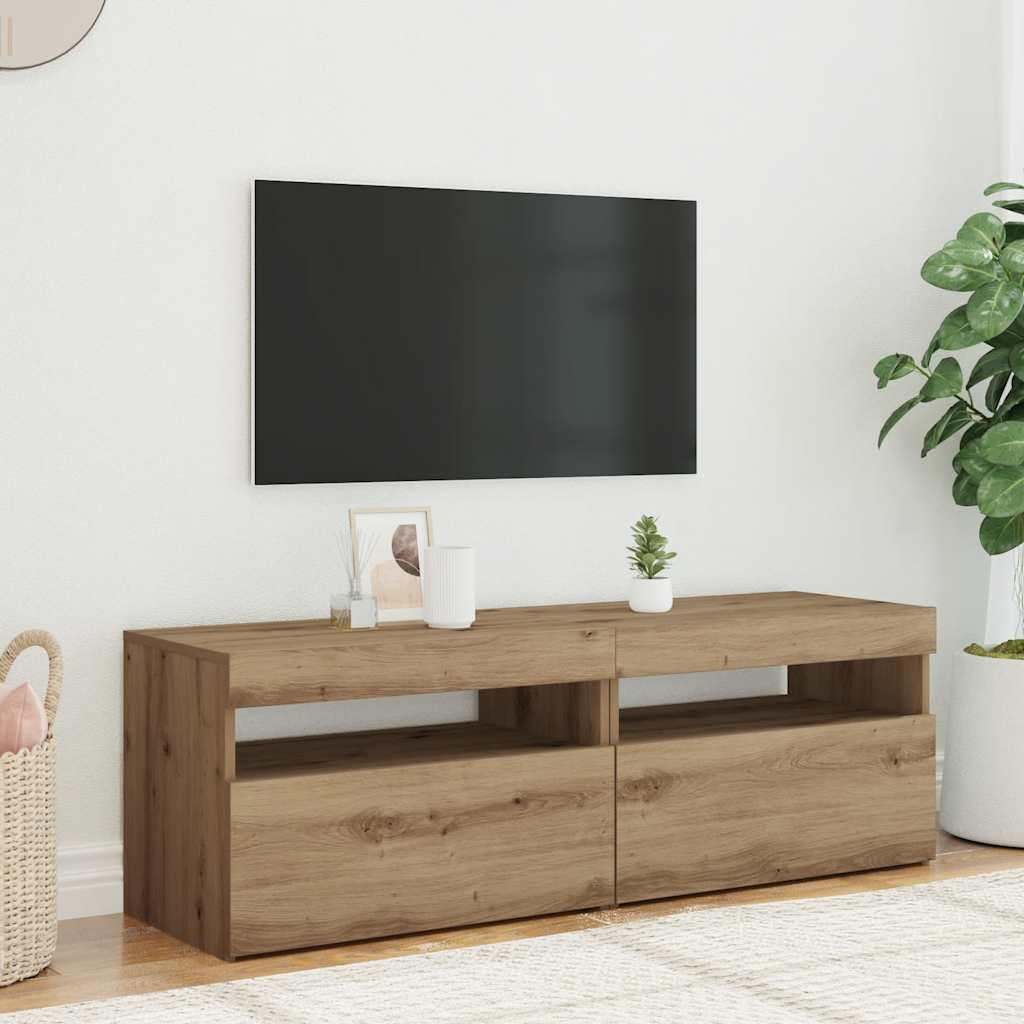 Meubles TV avec lumières LED 2 pcs chêne artisanal - XIOS