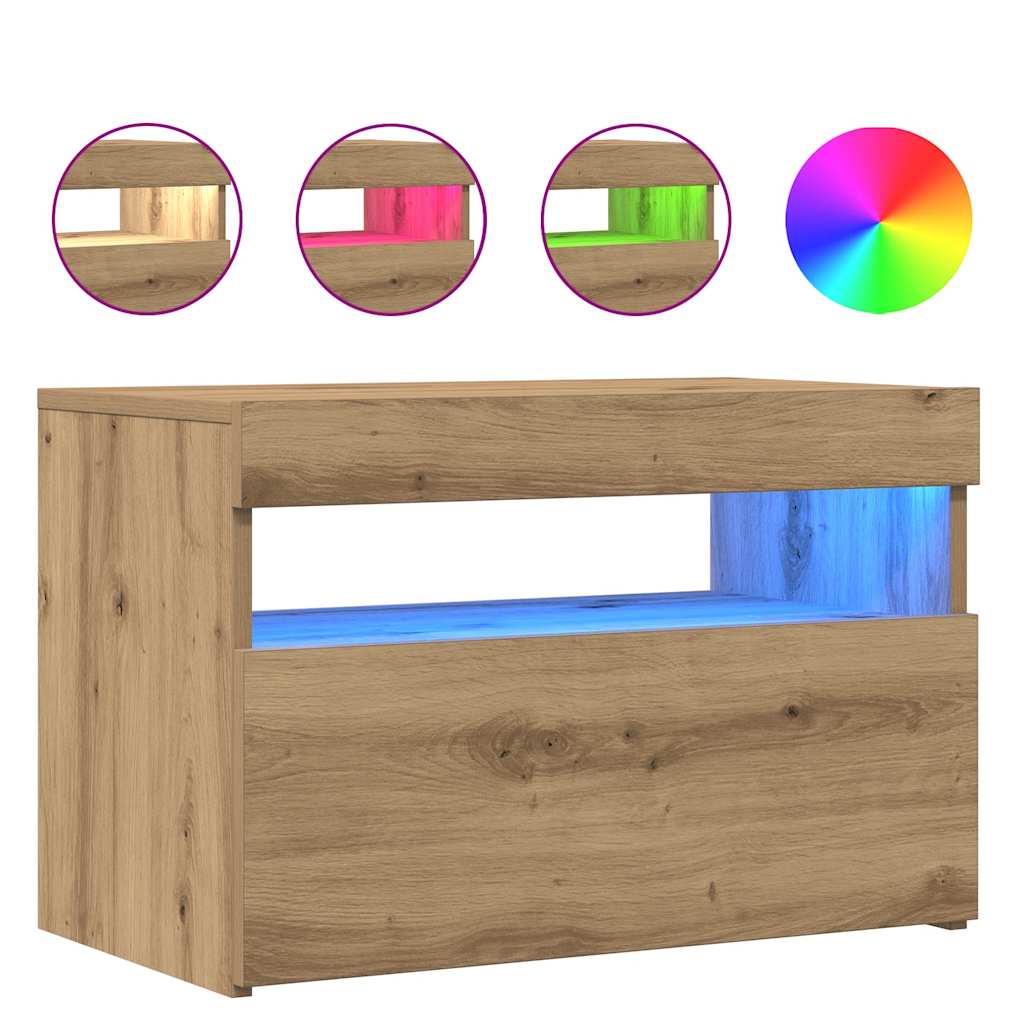 Meubles TV avec lumières LED 2 pcs chêne artisanal - XIOS
