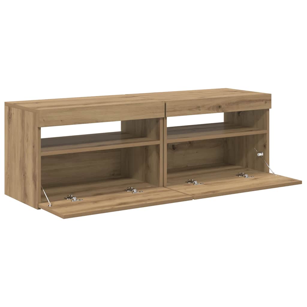 Meubles TV avec lumières LED 2 pcs chêne artisanal - XIOS