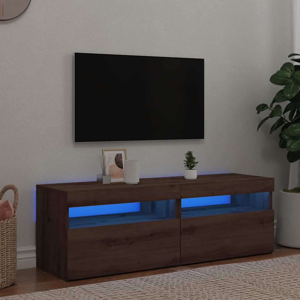 Meubles TV avec lumières LED 2 pcs chêne artisanal - XIOS
