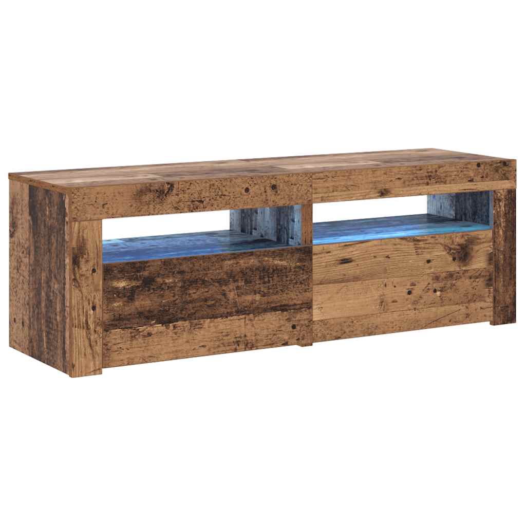 Meuble TV avec lumières LED vieux bois bois d'ingénierie - XIOS