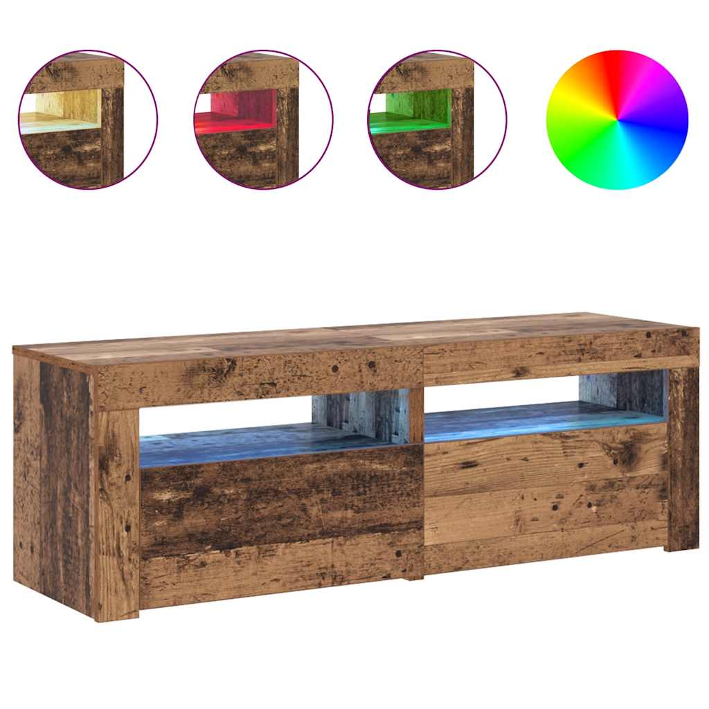 Meuble TV avec lumières LED vieux bois bois d'ingénierie - XIOS
