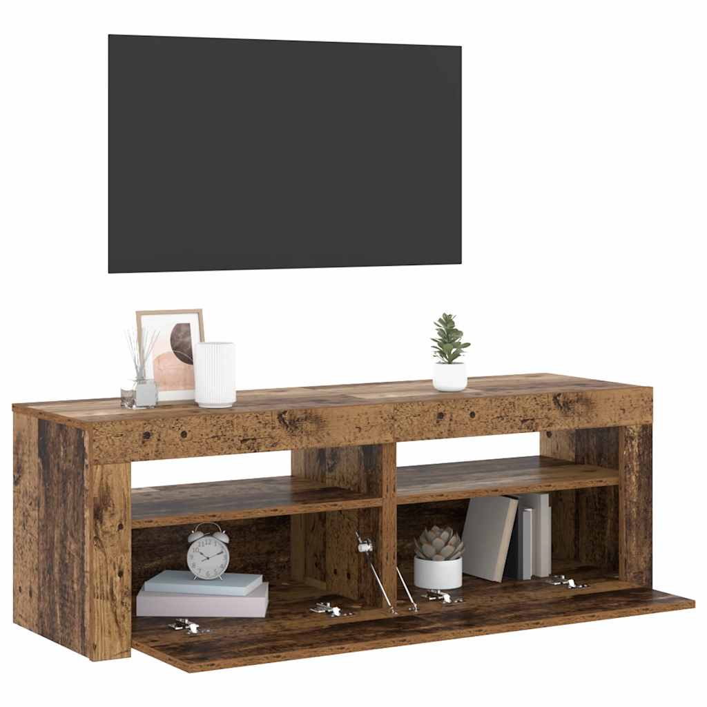 Meuble TV avec lumières LED vieux bois bois d'ingénierie - XIOS