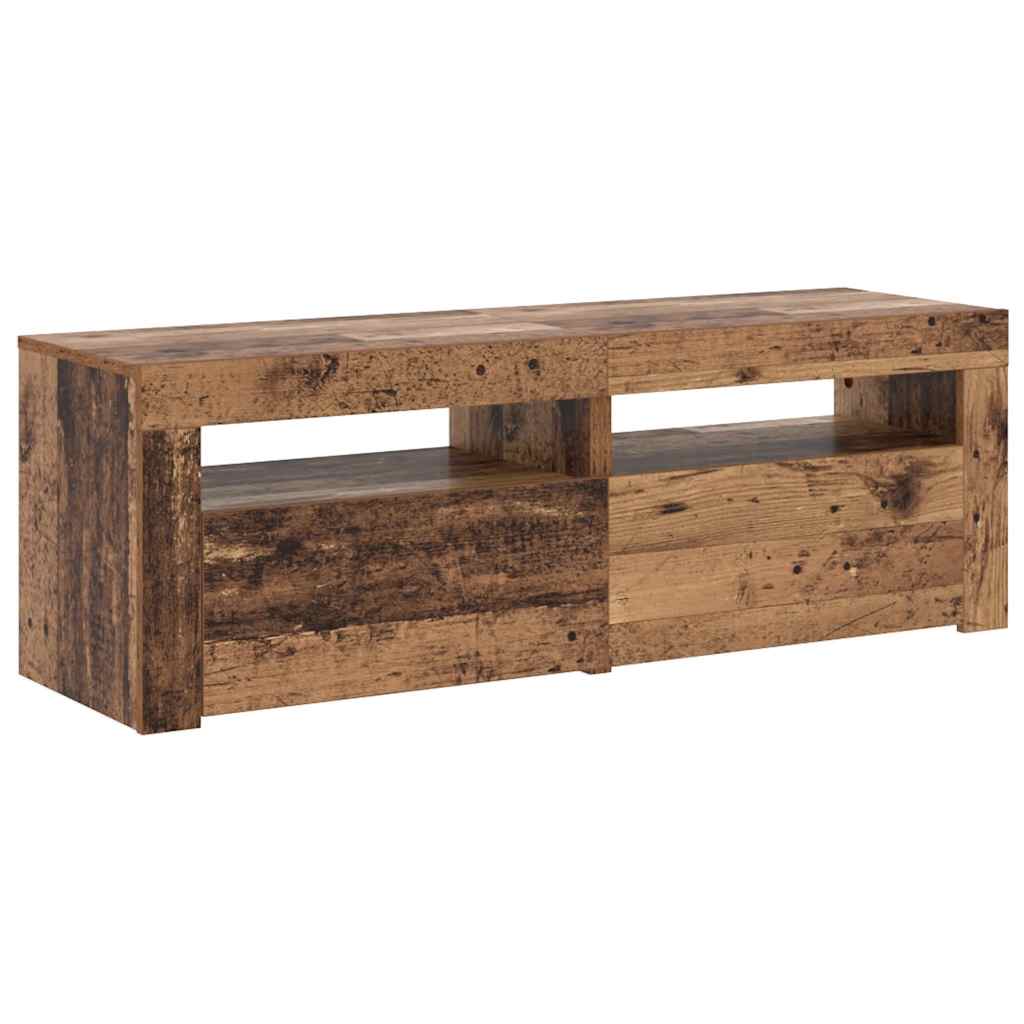Meuble TV avec lumières LED vieux bois bois d'ingénierie - XIOS
