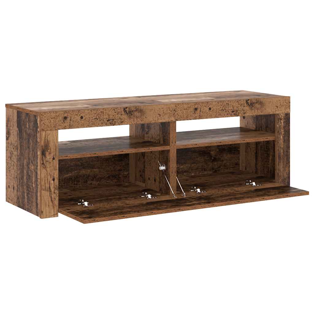 Meuble TV avec lumières LED vieux bois bois d'ingénierie - XIOS