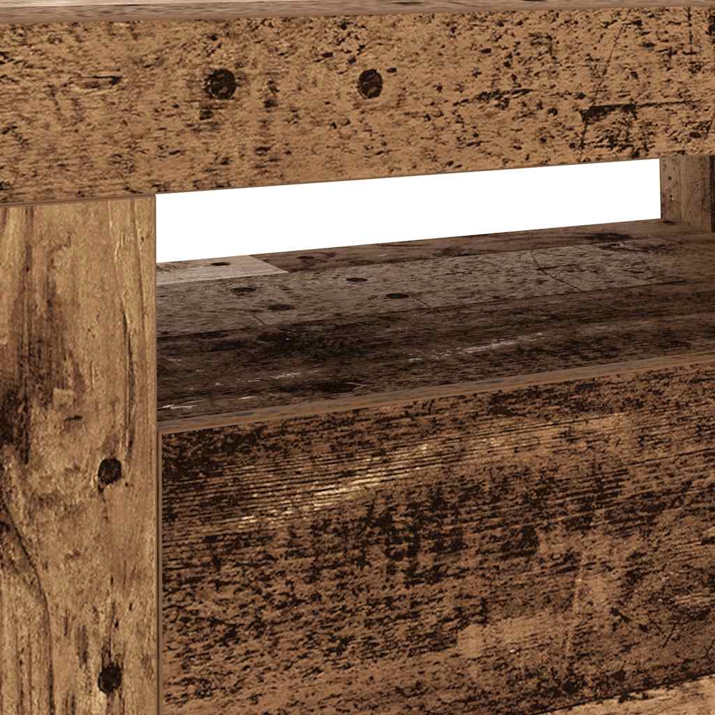 Meuble TV avec lumières LED vieux bois bois d'ingénierie - XIOS