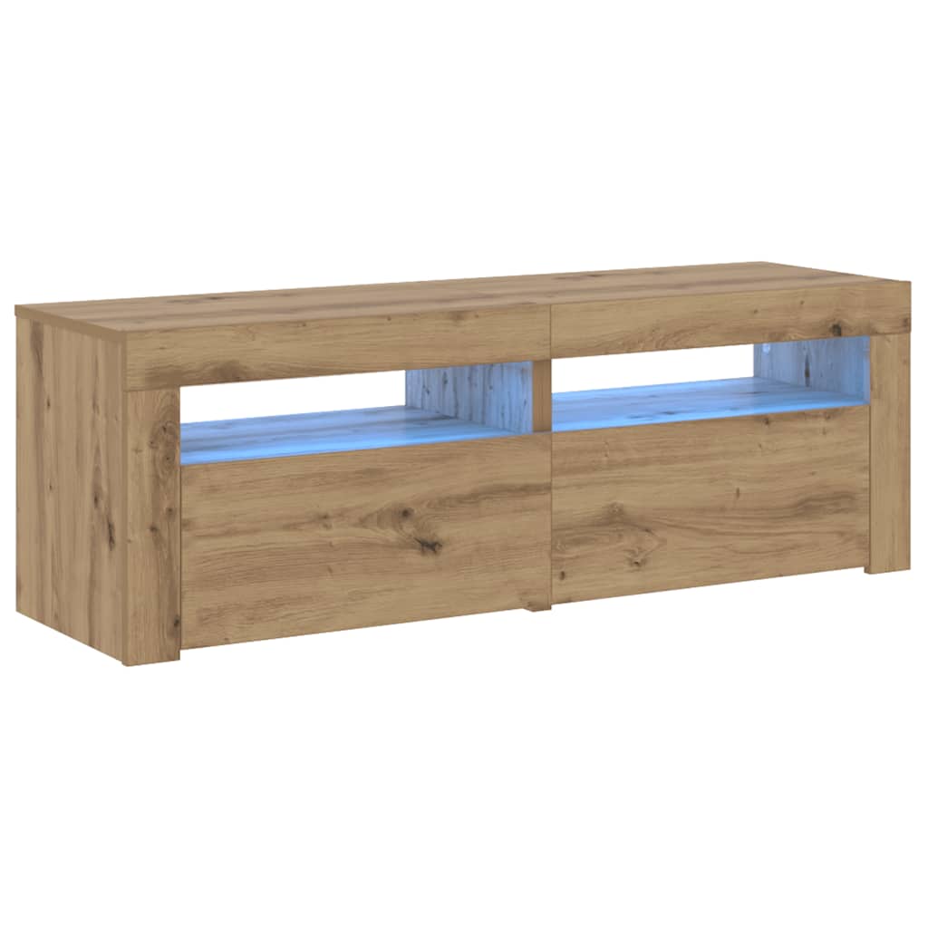 Meuble TV avec lumières LED chêne artisanal bois d'ingénierie - XIOS