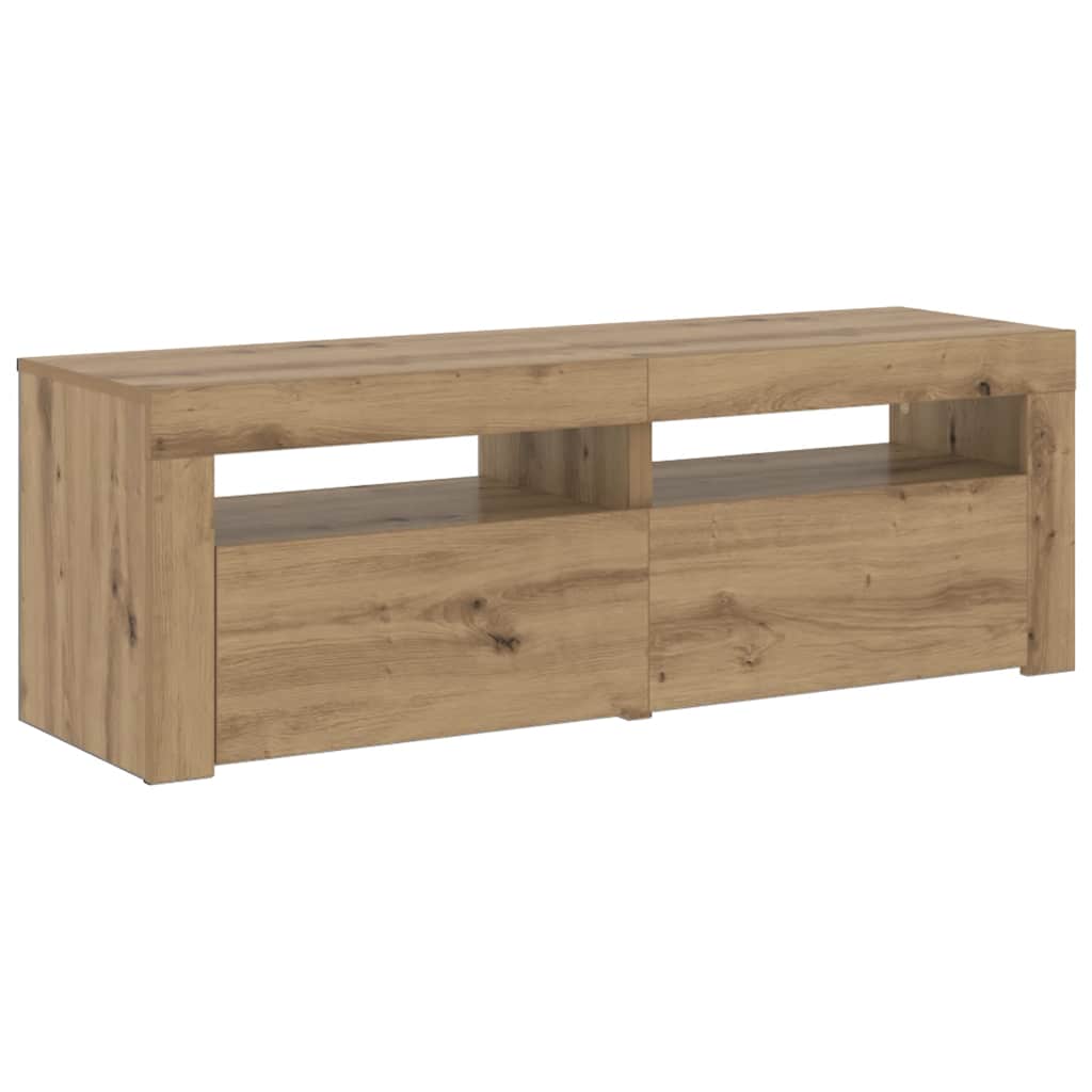 Meuble TV avec lumières LED chêne artisanal bois d'ingénierie - XIOS