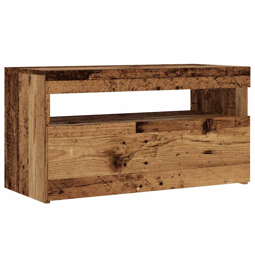 Meuble TV avec lumières LED vieux bois bois d'ingénierie - XIOS