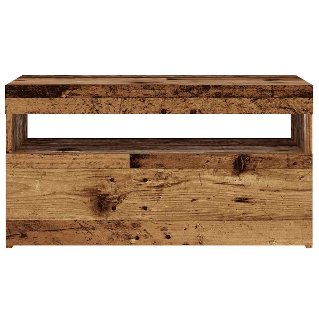 Meuble TV avec lumières LED vieux bois bois d'ingénierie - XIOS