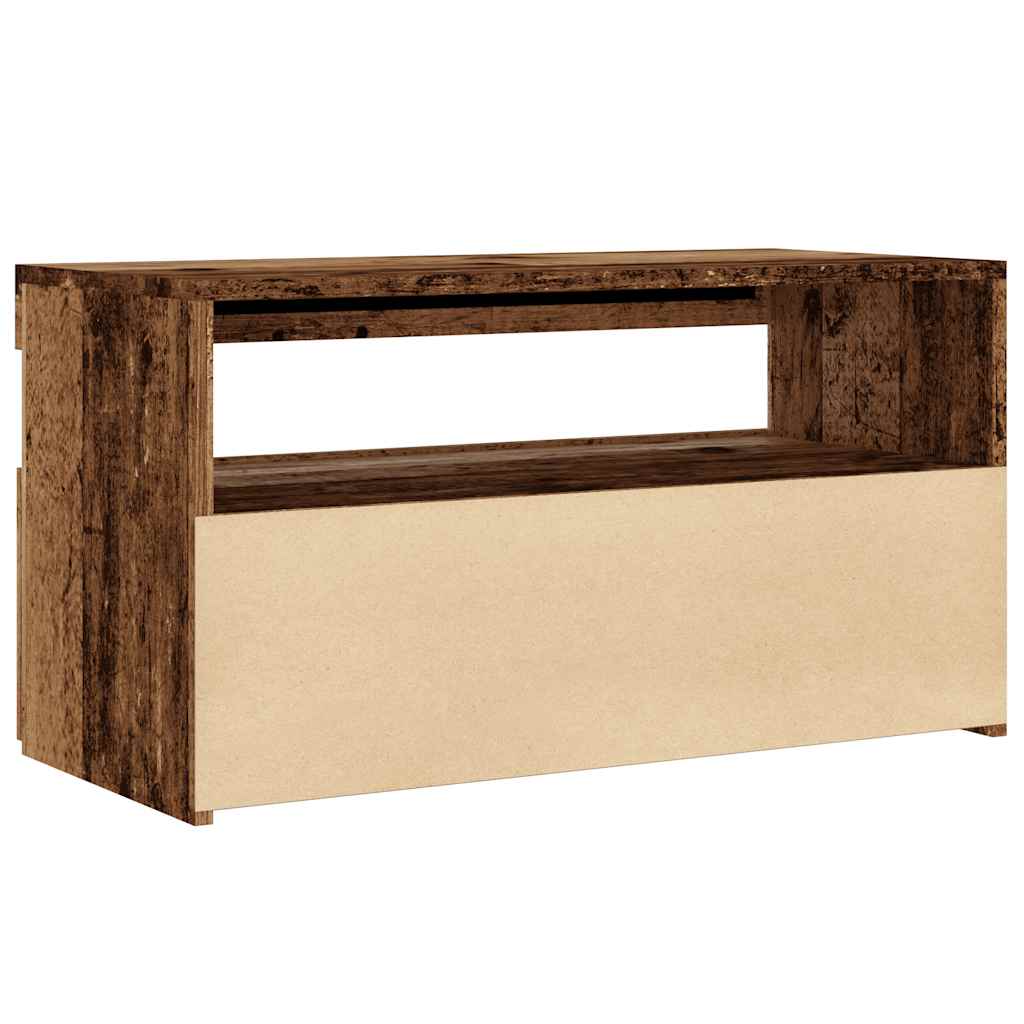 Meuble TV avec lumières LED vieux bois bois d'ingénierie - XIOS