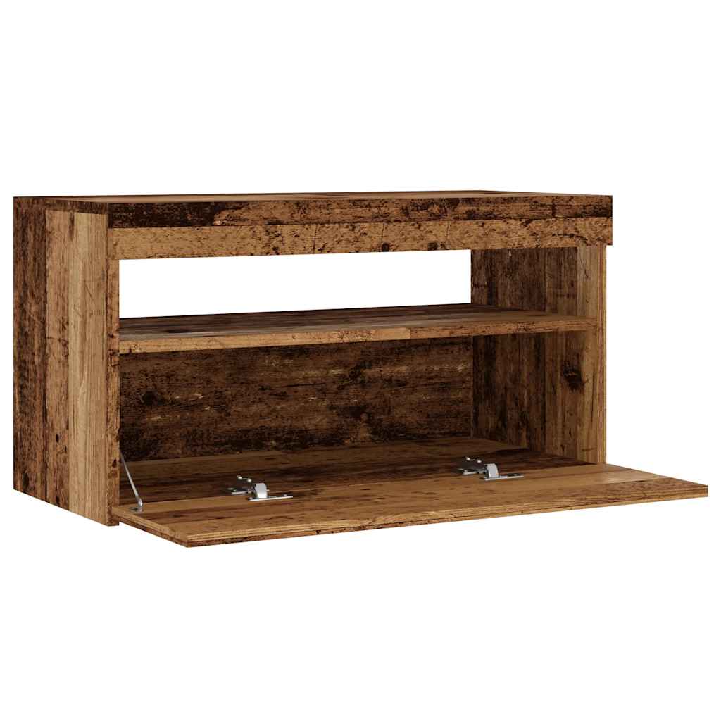 Meuble TV avec lumières LED vieux bois bois d'ingénierie - XIOS
