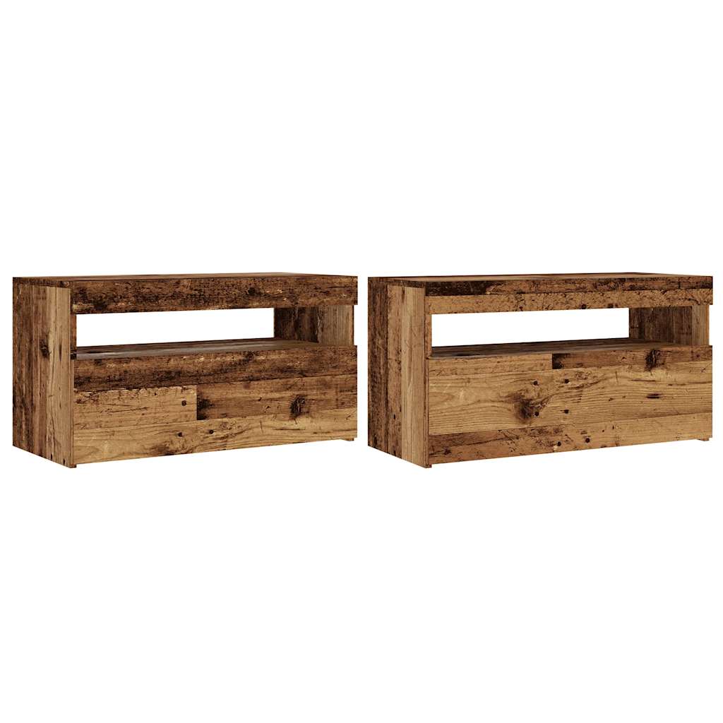 Meubles TV avec lumières LED 2 pcs vieux bois bois d'ingénierie - XIOS