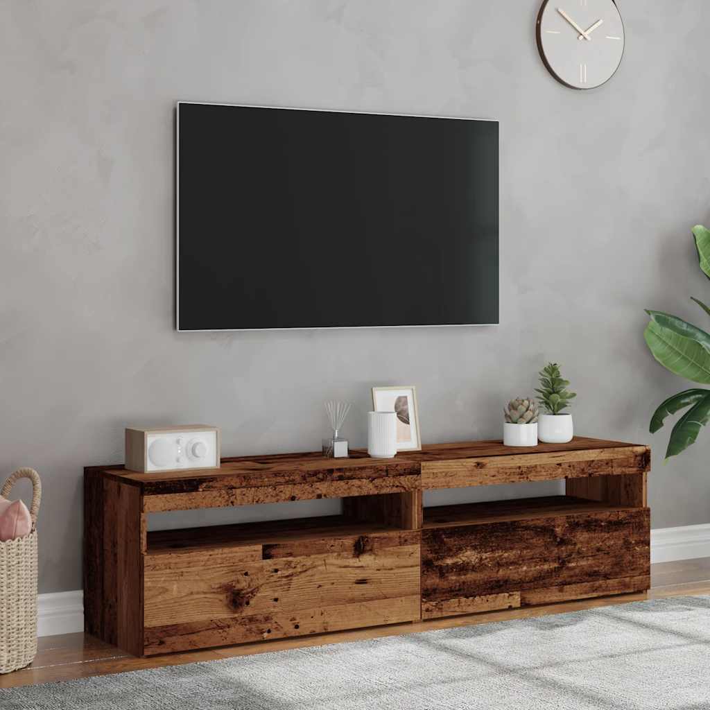Meubles TV avec lumières LED 2 pcs vieux bois bois d'ingénierie - XIOS