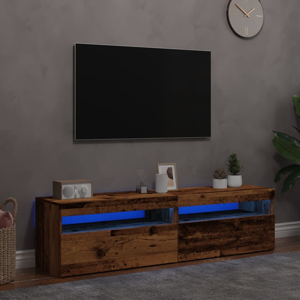 Meubles TV avec lumières LED 2 pcs vieux bois bois d'ingénierie - XIOS