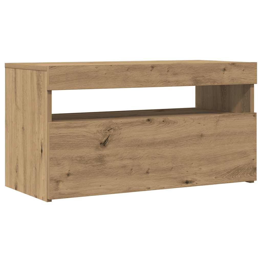 Meuble TV avec lumières LED chêne artisanal bois d'ingénierie - XIOS