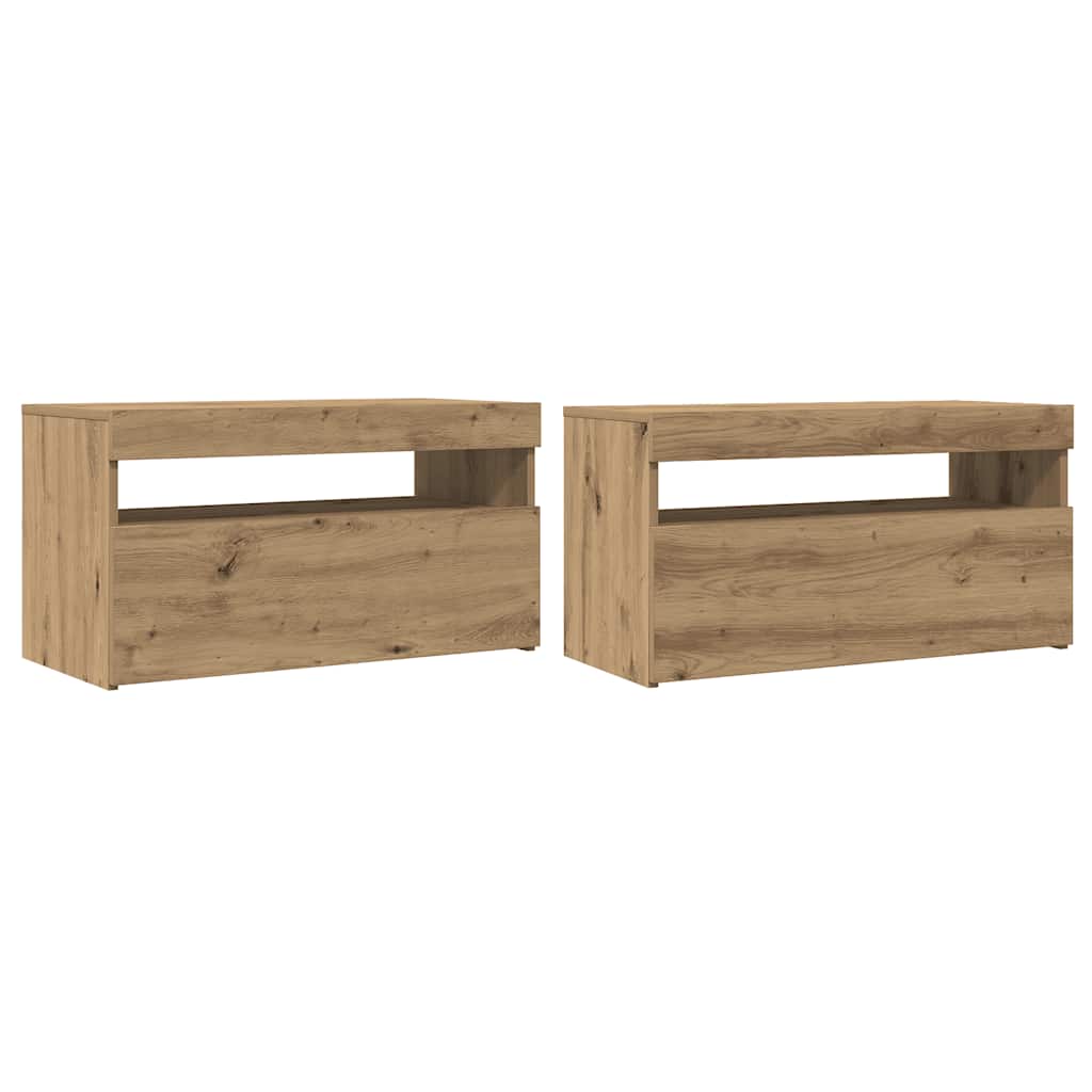 Meubles TV avec lumières LED 2 pcs chêne artisanal - XIOS