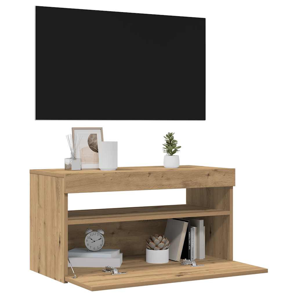 Meubles TV avec lumières LED 2 pcs chêne artisanal - XIOS