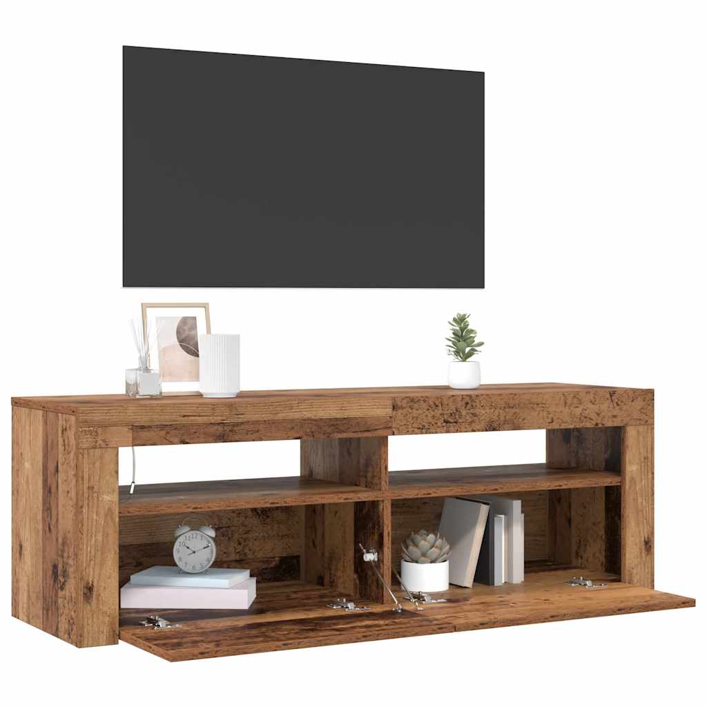 Meuble TV avec lumières LED vieux bois bois d'ingénierie - XIOS