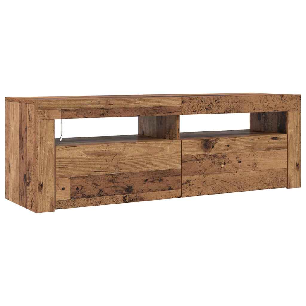 Meuble TV avec lumières LED vieux bois bois d'ingénierie - XIOS