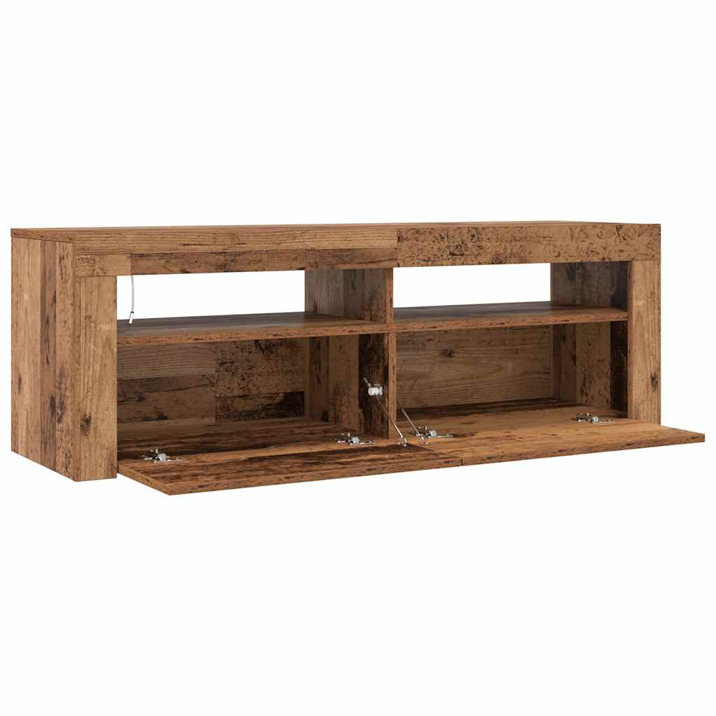 Meuble TV avec lumières LED vieux bois bois d'ingénierie - XIOS