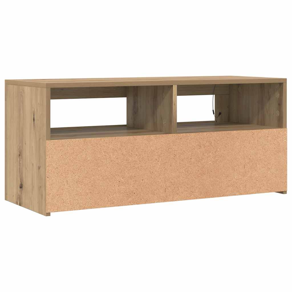 Meuble TV avec lumières LED chêne artisanal bois d'ingénierie - XIOS
