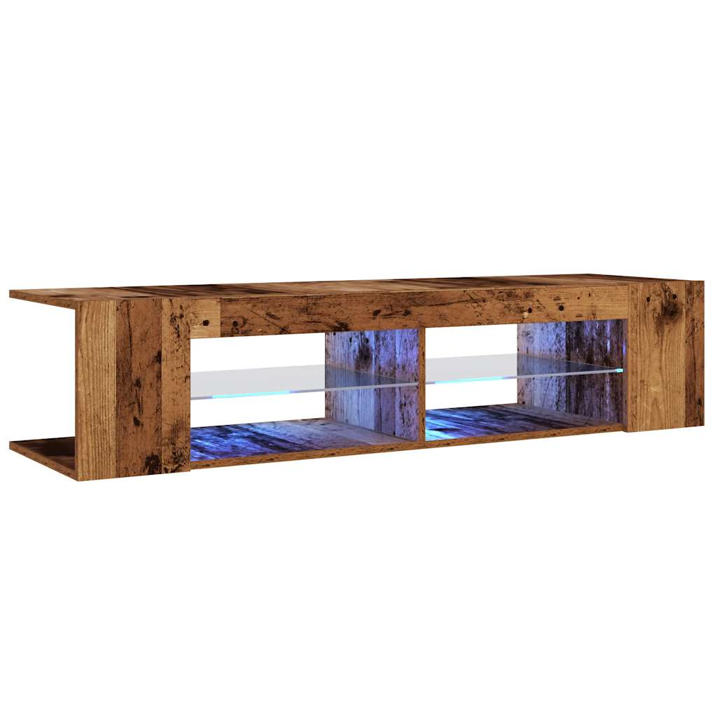 Meuble TV avec lumières LED vieux bois bois d'ingénierie - XIOS