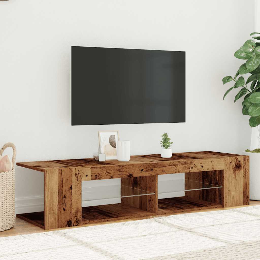Meuble TV avec lumières LED vieux bois bois d'ingénierie - XIOS