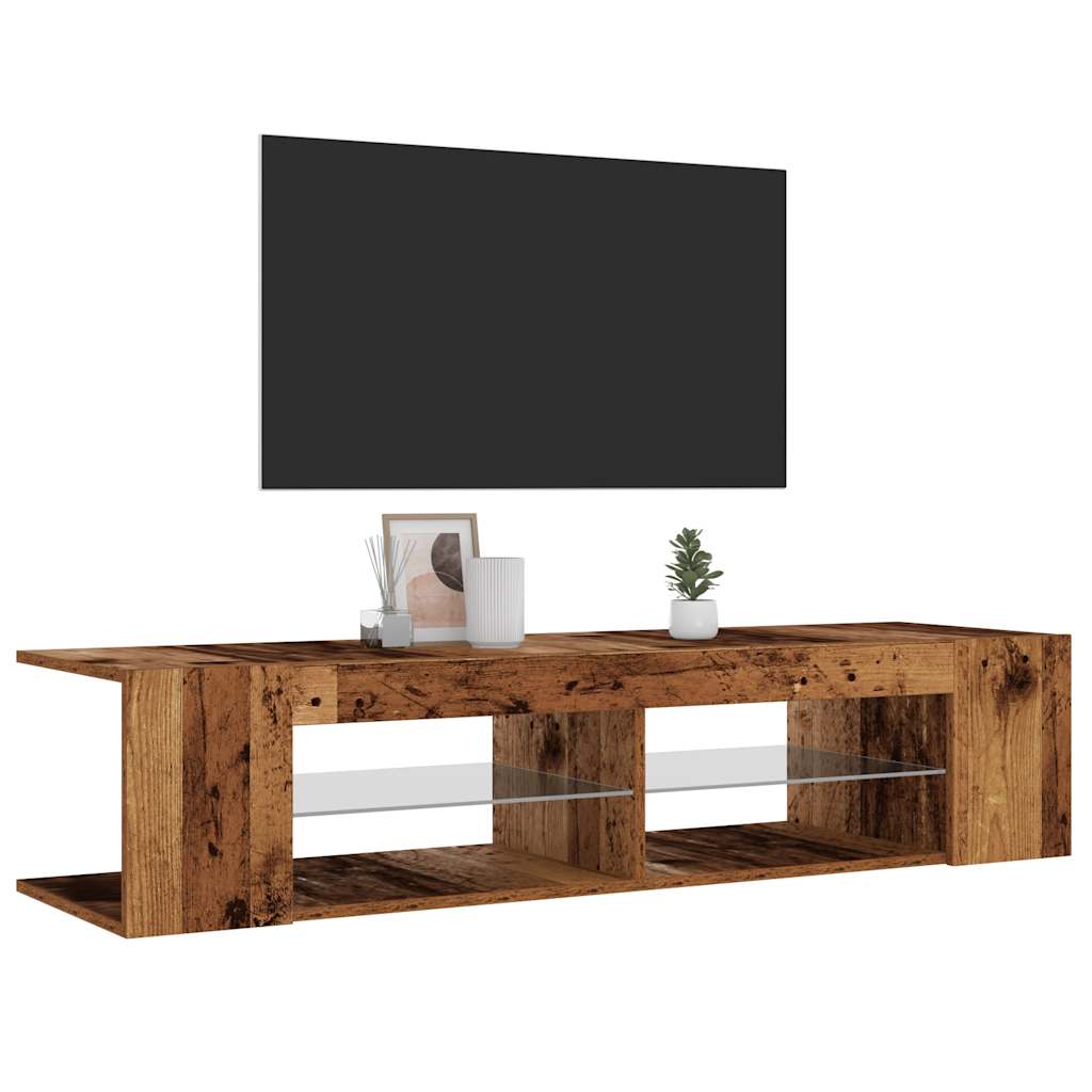 Meuble TV avec lumières LED vieux bois bois d'ingénierie - XIOS
