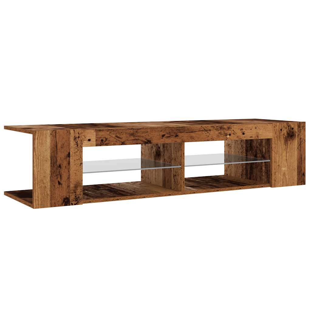 Meuble TV avec lumières LED vieux bois bois d'ingénierie - XIOS