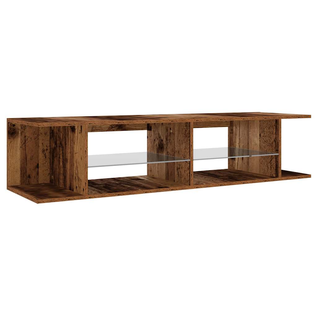 Meuble TV avec lumières LED vieux bois bois d'ingénierie - XIOS