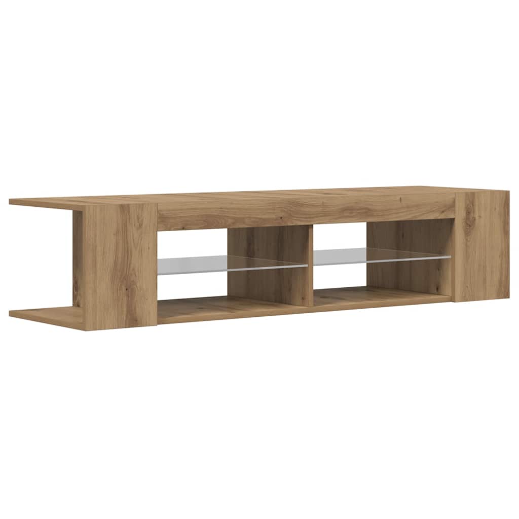 Meuble TV avec lumières LED chêne artisanal bois d'ingénierie - XIOS