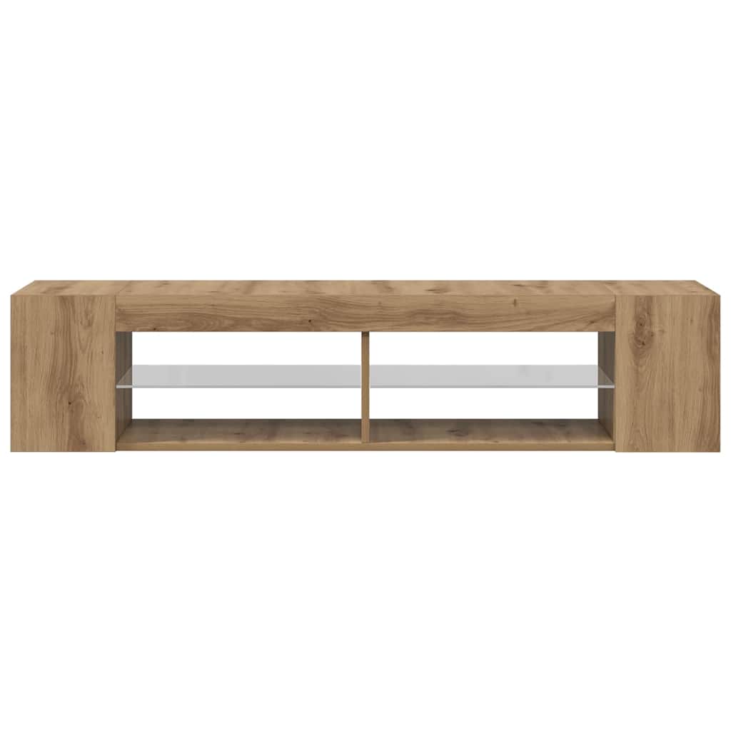 Meuble TV avec lumières LED chêne artisanal bois d'ingénierie - XIOS