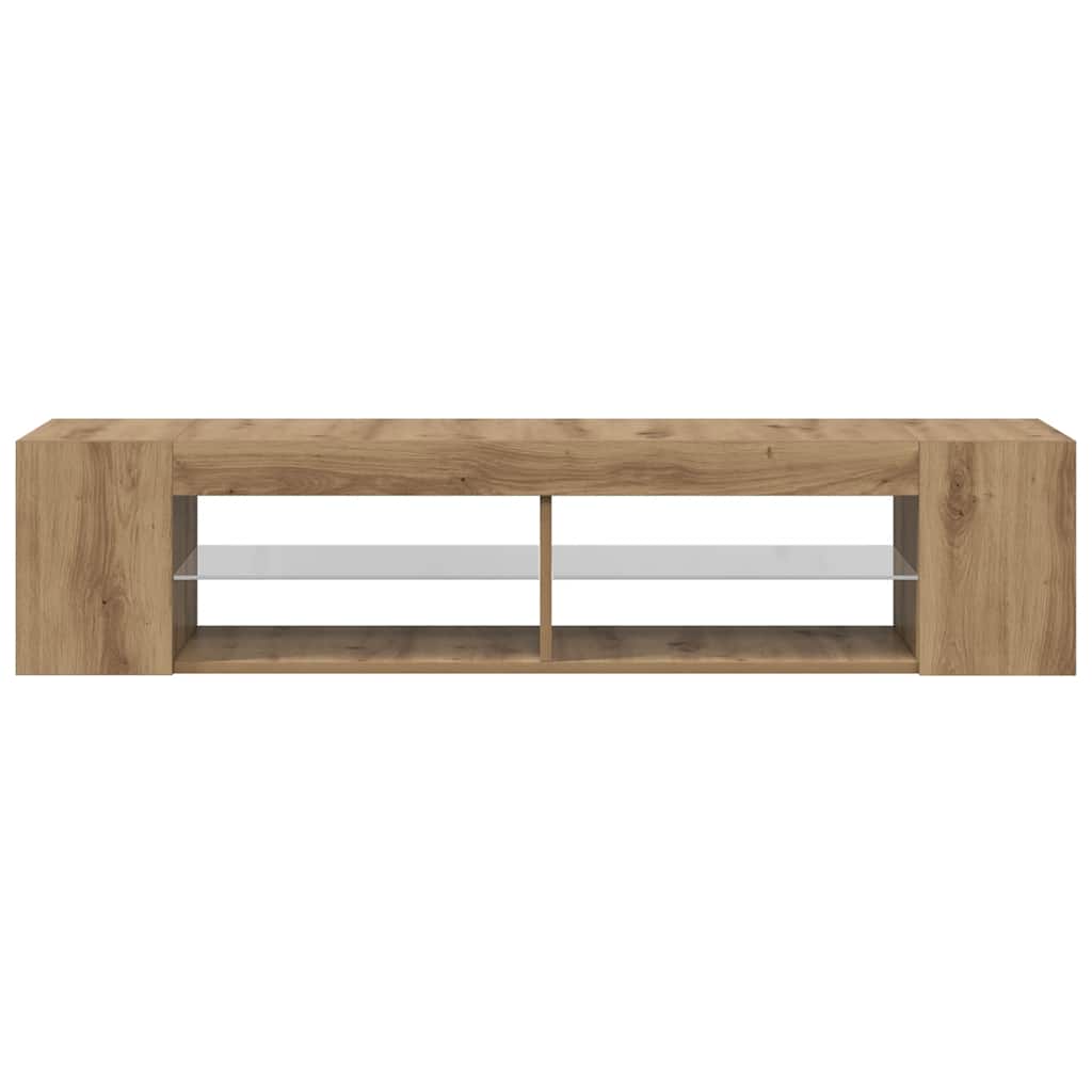 Meuble TV avec lumières LED chêne artisanal bois d'ingénierie - XIOS