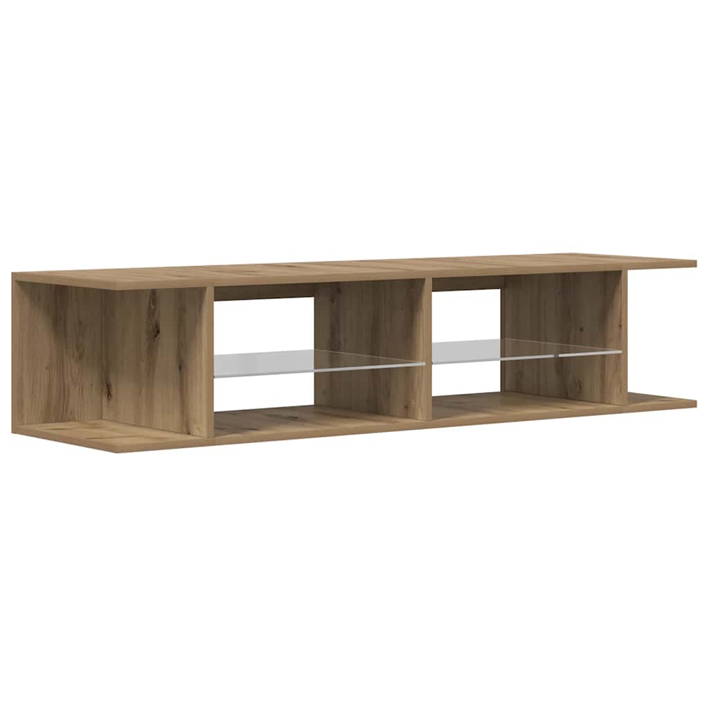 Meuble TV avec lumières LED chêne artisanal bois d'ingénierie - XIOS